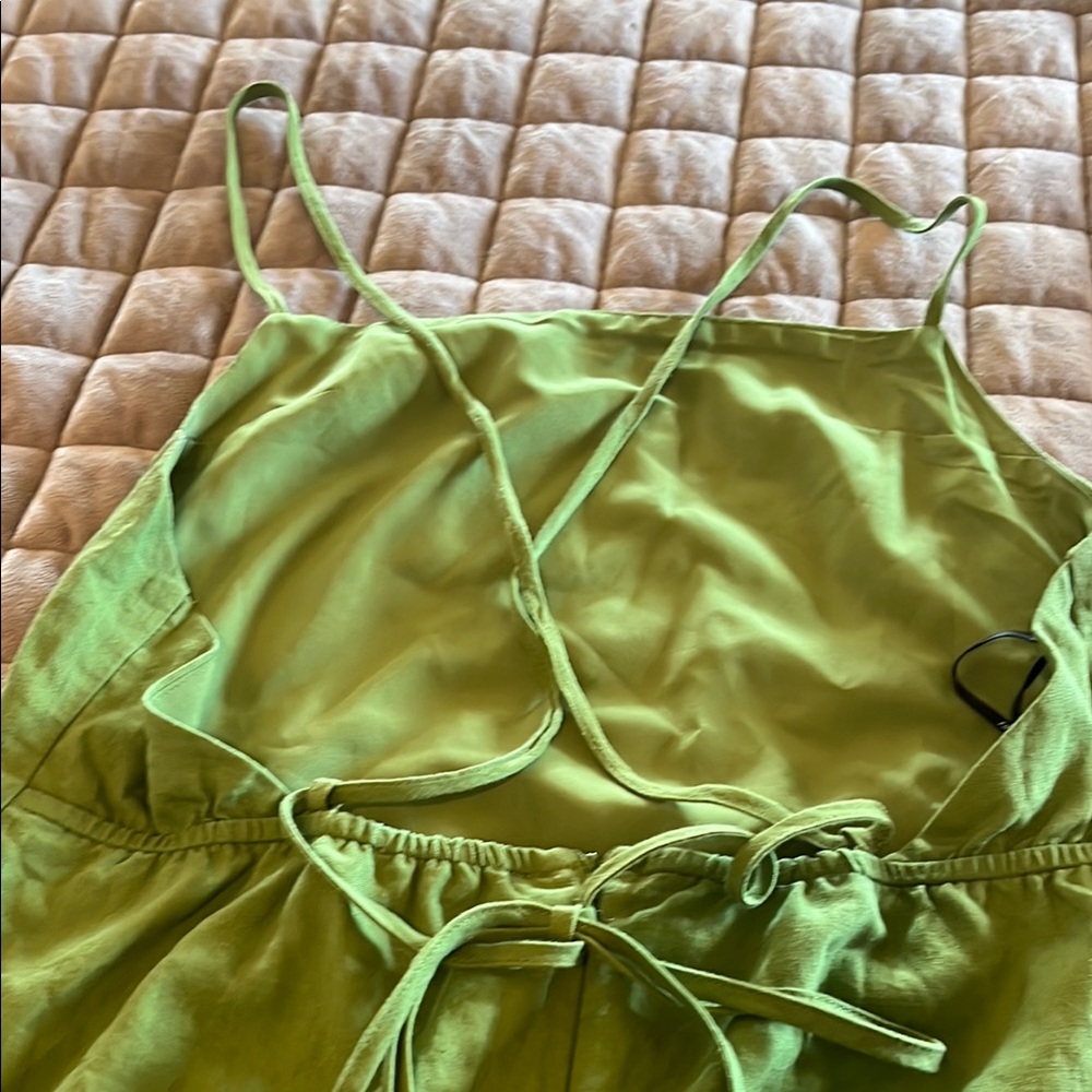Forever 21 Lime Green Spaghetti Strap Linen mini dress